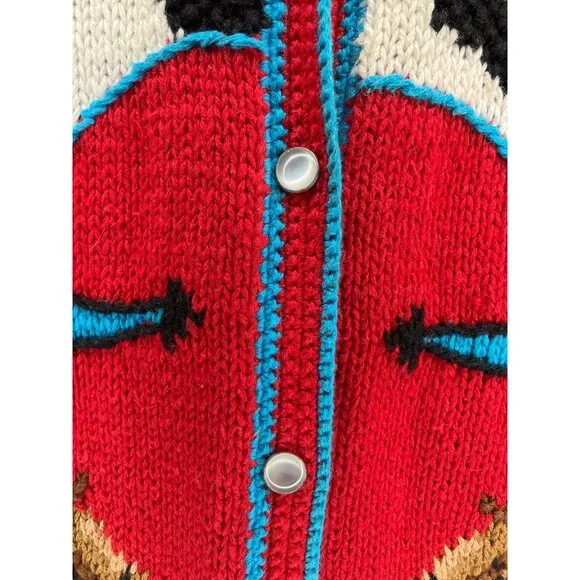 Vintage Susan Bristol Hand Knit Western Vest Red Cow Print Cowboy Womens Medium - Picture 3 of 9